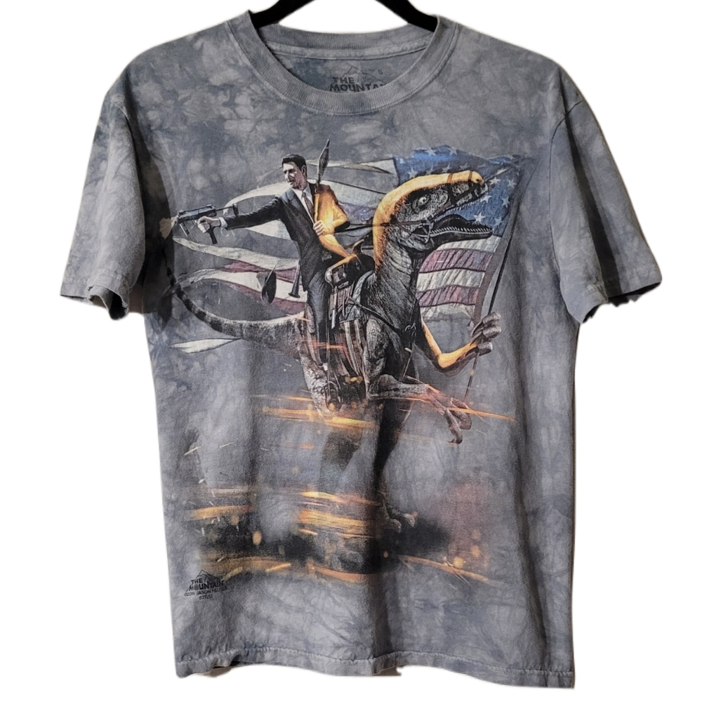 The Mountain Ronald Reagan Tie-Dye T-Shirt Size Small Light Blue Grey